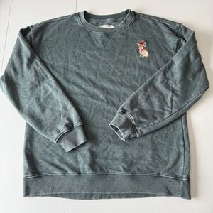 CC California Santa Corgi Women's Green Crewneck Sweatshirt Size Small Oversized